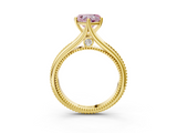 Yellow gold Fancy Pink Heart  Solitaire Beaded Band Six-Prong Setting_3
