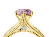 Yellow gold Fancy Pink Heart  Solitaire Beaded Band Six-Prong Setting_4