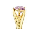 Yellow gold Fancy Pink Heart  Solitaire Beaded Band Six-Prong Setting_5