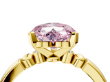 Yellow gold Fancy Pink Heart  Solitaire Beaded Band with Four-Prong Setting_62