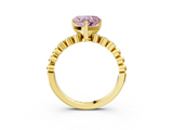 Yellow gold Fancy Pink Heart  Solitaire Bezel Accent Diamond Engagement Ring with Beaded Band and Four-Prong Setting_59