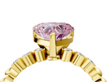 Yellow gold Fancy Pink Heart  Solitaire Bezel Accent Diamond Engagement Ring with Beaded Band and Four-Prong Setting_60