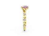 Yellow gold Fancy Pink Heart  Solitaire Bezel-Set Diamond Ring with Beaded Band and Four-Prong Setting_34