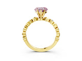 Yellow gold Fancy Pink Heart  Solitaire Bezel-Set Diamond Ring with Beaded Band and Four-Prong Setting_35