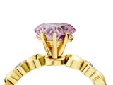 Yellow gold Fancy Pink Heart  Solitaire Bezel-Set Diamond Ring with Beaded Band and Four-Prong Setting_36
