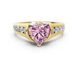 Yellow gold Fancy Pink Heart  Solitaire Bezel-Set Diamond Ring with Channel-Set Band_37