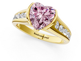 Yellow gold Fancy Pink Heart  Solitaire Bezel-Set Diamond Ring with Channel-Set Band_38