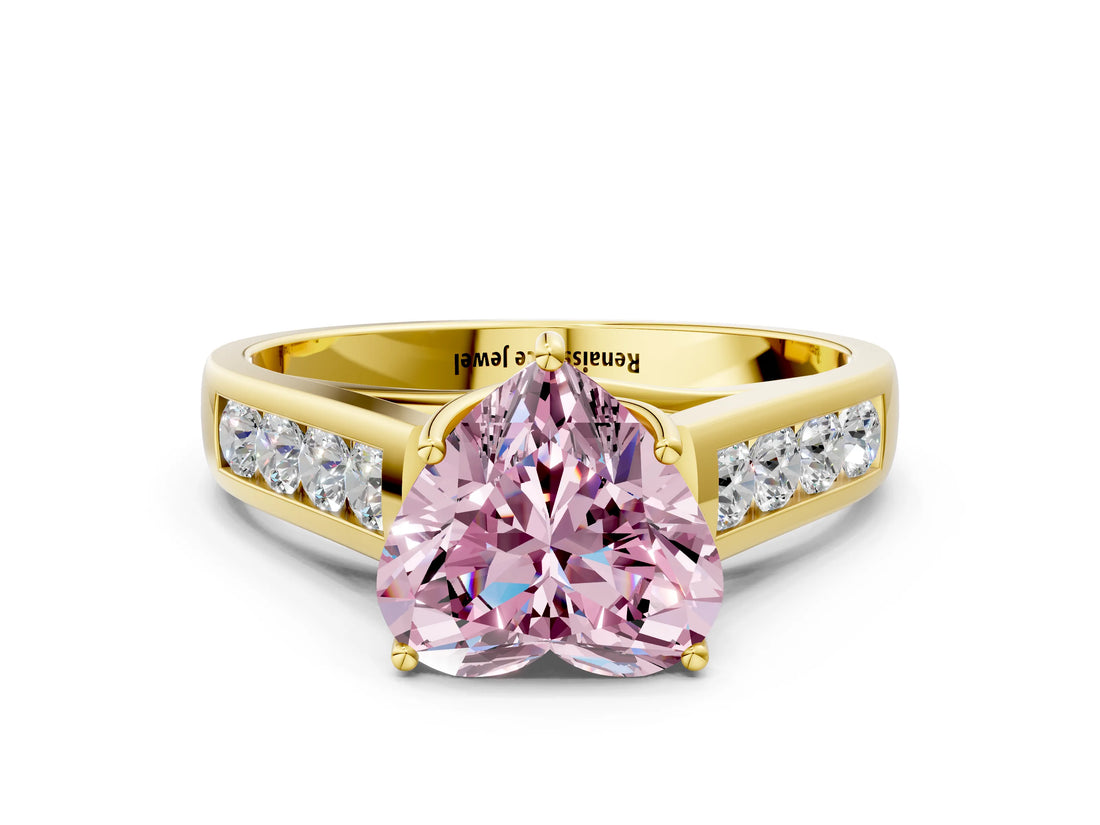 Yellow gold Fancy Pink Heart  Solitaire Channel-Set Diamond Engagement Ring with Four-Prong Setting_32