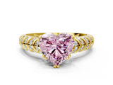 Yellow gold Fancy Pink Heart  Solitaire Chevron Pave Diamond Engagement Ring with Six-Prong Setting_3