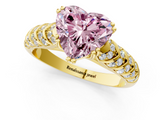 Yellow gold Fancy Pink Heart  Solitaire Chevron Pave Diamond Engagement Ring with Six-Prong Setting_4