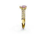 Yellow gold Fancy Pink Heart  Solitaire Chevron Pave Diamond Engagement Ring with Six-Prong Setting_5