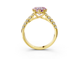 Yellow gold Fancy Pink Heart  Solitaire Chevron Pave Diamond Engagement Ring with Six-Prong Setting_6
