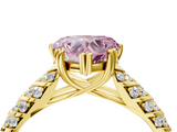 Yellow gold Fancy Pink Heart  Solitaire Chevron Pave Diamond Engagement Ring with Six-Prong Setting_7