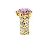Yellow gold Fancy Pink Heart  Solitaire Chevron Pave Diamond Engagement Ring with Six-Prong Setting_8