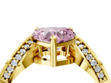 Yellow gold Fancy Pink Heart  Solitaire Diamond Engagement Ring with Pave Band and Four-Prong Setting 5