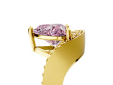 Yellow gold Fancy Pink Heart  Solitaire Diamond Engagement Ring with Pave Band and Four-Prong Setting