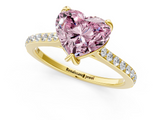 Yellow gold Fancy Pink Heart  Solitaire Diamond Engagement Ring with Pave Band and Six-Prong Setting_21