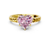 Yellow gold Fancy Pink Heart  Solitaire Diamond Engagement Ring with XO Engraved Band and Four-Prong Setting 1
