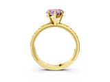 Yellow gold Fancy Pink Heart  Solitaire Diamond Engagement Ring with XO Engraved Band and Four-Prong Setting 4