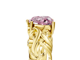 Yellow gold Fancy Pink Heart  Solitaire Diamond Leaf Vine Band with Prong Setting_33