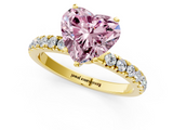 Yellow gold Fancy Pink Heart  Solitaire Diamond Pavé Band with Four-Prong Setting_29
