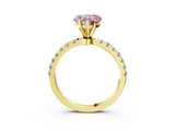 Yellow gold Fancy Pink Heart  Solitaire Diamond Pavé Band with Four-Prong Setting_31