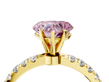 Yellow gold Fancy Pink Heart  Solitaire Diamond Pavé Band with Four-Prong Setting_32