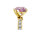 Yellow gold Fancy Pink Heart  Solitaire Diamond Pavé Band with Four-Prong Setting_33