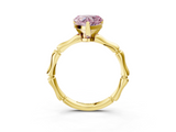 Yellow gold Fancy Pink Heart  Solitaire Diamond Ring with Bamboo Band and Four-Prong Setting_23