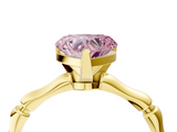 Yellow gold Fancy Pink Heart  Solitaire Diamond Ring with Bamboo Band and Four-Prong Setting_24