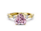 Yellow gold Fancy Pink Heart  Solitaire Diamond Ring with Bezel Set Side Stones and Prong Setting_3