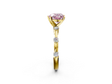 Yellow gold Fancy Pink Heart  Solitaire Diamond Ring with Bezel Set Side Stones and Prong Setting_5