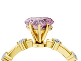 Yellow gold Fancy Pink Heart  Solitaire Diamond Ring with Bezel Set Side Stones and Prong Setting_7