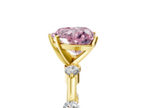Yellow gold Fancy Pink Heart  Solitaire Diamond Ring with Bezel Set Side Stones and Prong Setting_8