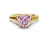 Yellow gold Fancy Pink Heart  Solitaire Diamond Ring with Cathedral Band and Four-Prong Setting_66