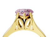 Yellow gold Fancy Pink Heart  Solitaire Diamond Ring with Cathedral Band and Four-Prong Setting_70