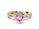 Yellow gold Fancy Pink Heart  Solitaire Diamond Ring with Channel-Set Baguette Band and Four-Prong Setting_49