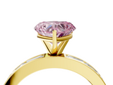 Yellow gold Fancy Pink Heart  Solitaire Diamond Ring with Channel-Set Baguette Band and Four-Prong Setting_53