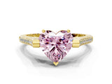 Yellow gold Fancy Pink Heart  Solitaire Diamond Ring with Channel Set Band and Bezel Prong Setting_56