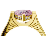 Yellow gold Fancy Pink Heart  Solitaire Diamond Ring with Channel Set Band and Bezel Prong Setting_60