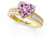 Yellow gold Fancy Pink Heart  Solitaire Diamond Ring with Channel-Set Band and Four-Prong Setting_4