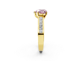 Yellow gold Fancy Pink Heart  Solitaire Diamond Ring with Channel-Set Band and Four-Prong Setting_5