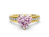 Yellow gold Fancy Pink Heart  Solitaire Diamond Ring with Channel Set Band and Six-Prong Setting_48