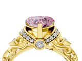 Yellow gold Fancy Pink Heart  Solitaire Diamond Ring with Filigree Band and Four-Prong Setting_49
