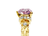 Yellow gold Fancy Pink Heart  Solitaire Diamond Ring with Filigree Band and Four-Prong Setting_50