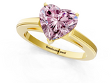 Yellow gold Fancy Pink Heart  Solitaire Diamond Ring with Four-Prong Setting and Classic Band_4
