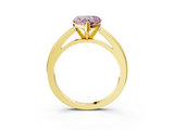 Yellow gold Fancy Pink Heart  Solitaire Diamond Ring with Four-Prong Setting and Classic Band_6