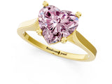 Yellow gold Fancy Pink Heart  Solitaire Diamond Ring with Four-Prong Setting and Tapered Band 1