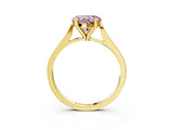 Yellow gold Fancy Pink Heart  Solitaire Diamond Ring with Four-Prong Setting and Tapered Band 3