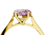Yellow gold Fancy Pink Heart  Solitaire Diamond Ring with Four-Prong Setting and Tapered Band 4